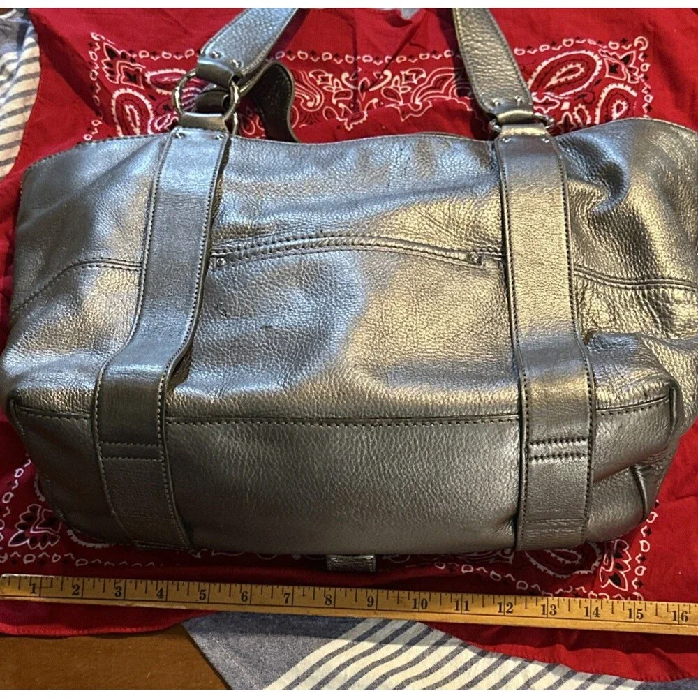 Michael Kors Large Metallic Silver Leather Shoulder Bag